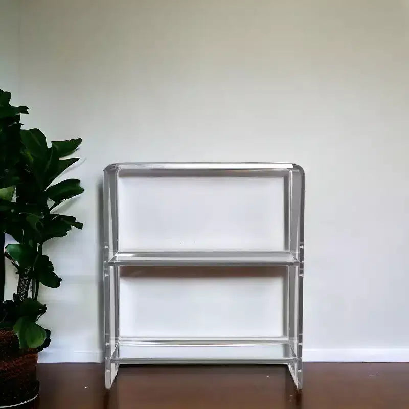 HomeRoots Bibliothèque à deux niveaux en plastique transparent 25