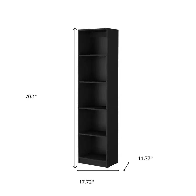 HomeRoots 70 Bibliothèque à cinq niveaux en bois noir