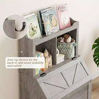 Étagère à livres et organiseur de jouets pour enfants en bois de 121,4 cm de haut avec couvercle à rabat, organisateur de rangement de jouets pour garçons/filles pour salle de jeux/chambre à coucher