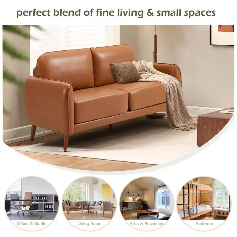 EROMMY Canapé 2 places en PU 65, canapé rembourré avec assise profonde confortable, canapé deux places confortable et élégant, canapé élégant pour appartements, studios
