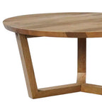 Table basse ronde Royal Hampton de 76 cm en bois de manguier fabriquée à la main avec piètement traîneau robuste à 3 pieds