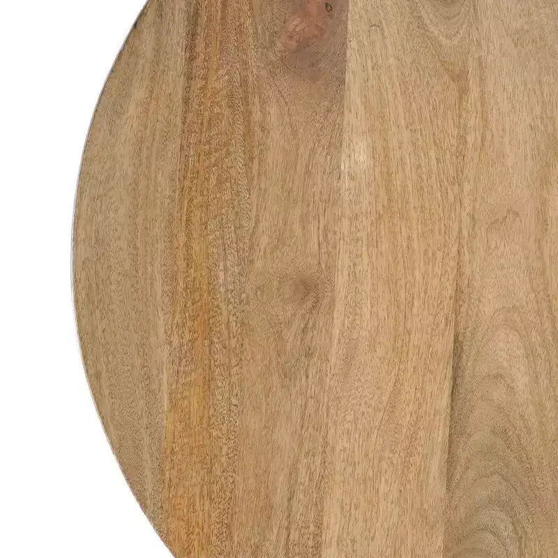 Table basse ronde Royal Hampton de 76 cm en bois de manguier fabriquée à la main avec piètement traîneau robuste à 3 pieds