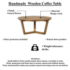 Table basse ronde Royal Hampton de 76 cm en bois de manguier fabriquée à la main avec piètement traîneau robuste à 3 pieds