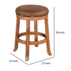 Tabourets de comptoir pivotants Royal Hampton, lot de 2 | Siège en similicuir | Bois d'acajou