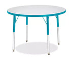 Table ronde Jonti-Craft Berries à hauteur adulte avec bord coloré (36 x 36) en bleu