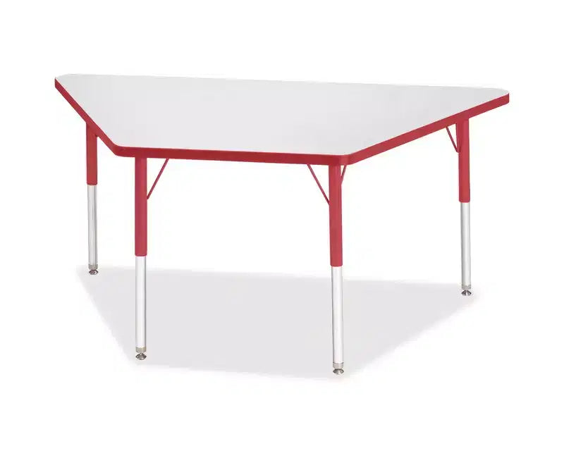 Jonti-Craft Berries Table trapézoïdale de hauteur adulte, stratifié gris, 76 x 152 cm, rouge