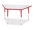 Jonti-Craft Berries Adult-Size Gray Laminate Trapezoid Table (24 x 48) in Red