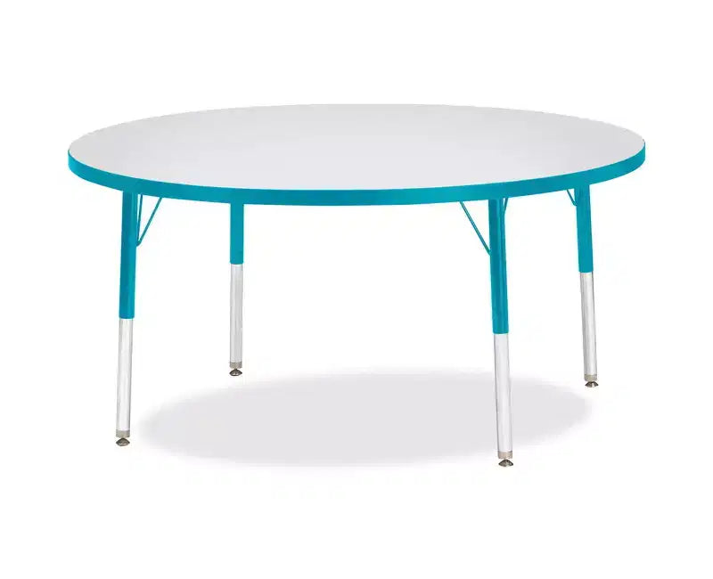 Table ronde Jonti-Craft Berries, hauteur élémentaire, rebord coloré, 48 x 48 pouces, bleue