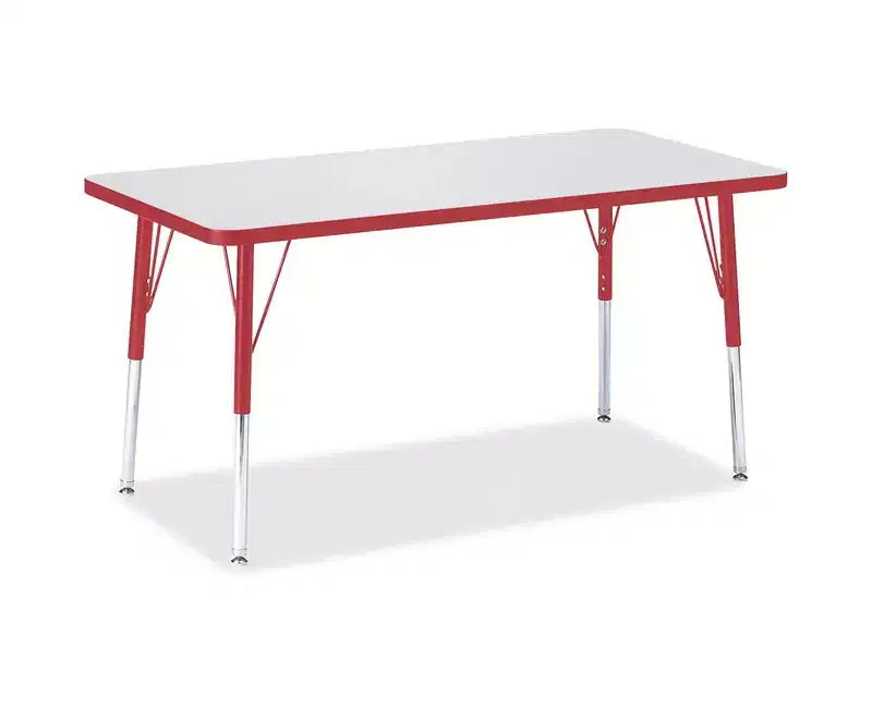 Table rectangulaire Jonti-Craft Berries (24 x 48) à hauteur adulte, bord coloré, rouge