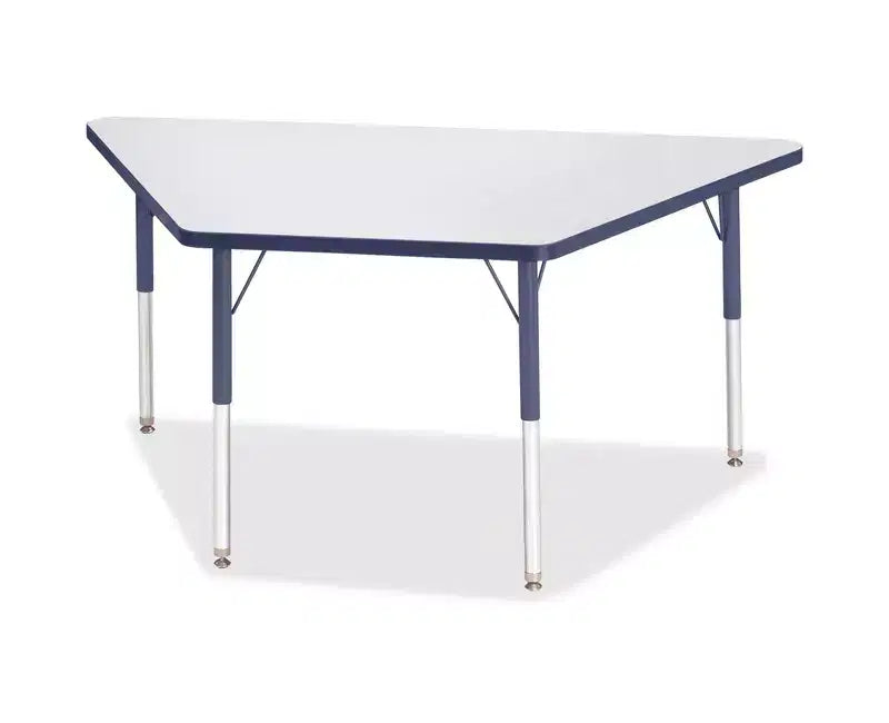Table trapézoïdale Jonti-Craft Berries pour adulte, stratifiée grise, 30 x 60 po, bleue