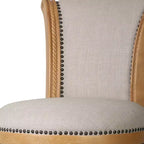 Chaise de bar pivotante HomeRoots 25 en tissu beige et naturel et bois massif, hauteur comptoir