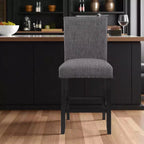 HomeRoots Chaise de bar hauteur comptoir, 26, grise et noire, en bois et tissu
