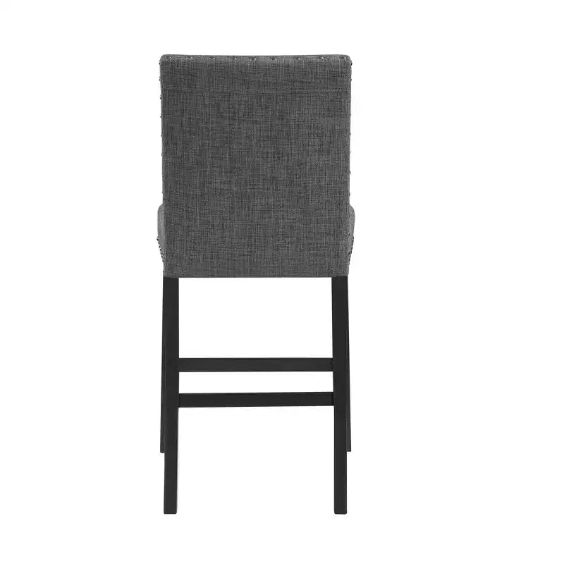 HomeRoots Chaise de bar hauteur comptoir, 26, grise et noire, en bois et tissu