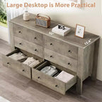 Commode à 6 tiroirs pour chambre à coucher, commode double moderne avec tiroirs de rangement, commodes en bois