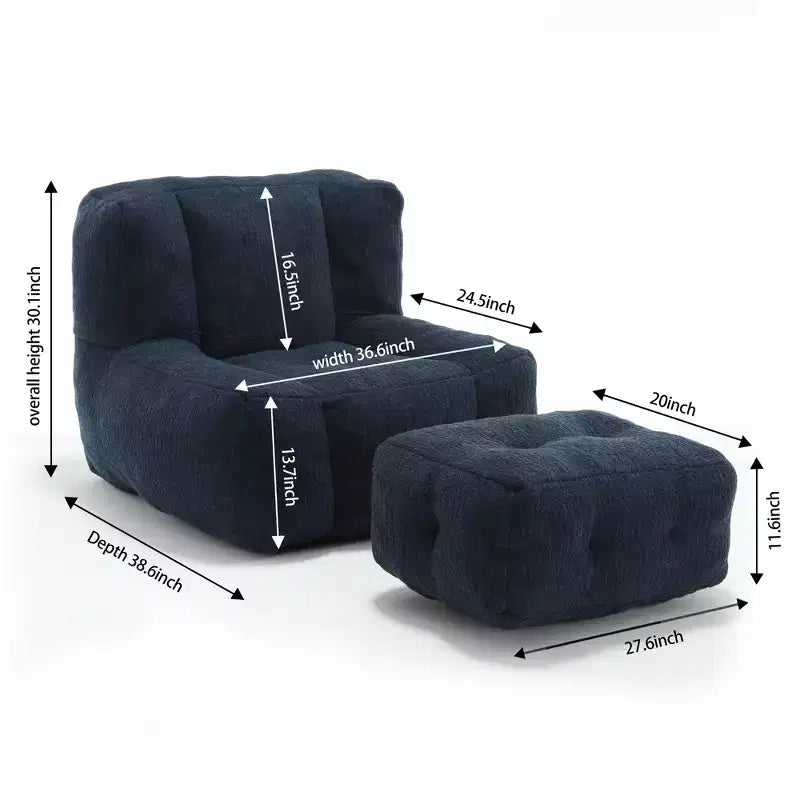 Pouf GDFStudio Toby moderne en velours avec ottoman