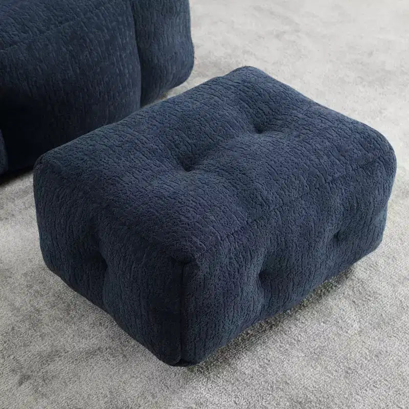 Pouf GDFStudio Toby moderne en velours avec ottoman