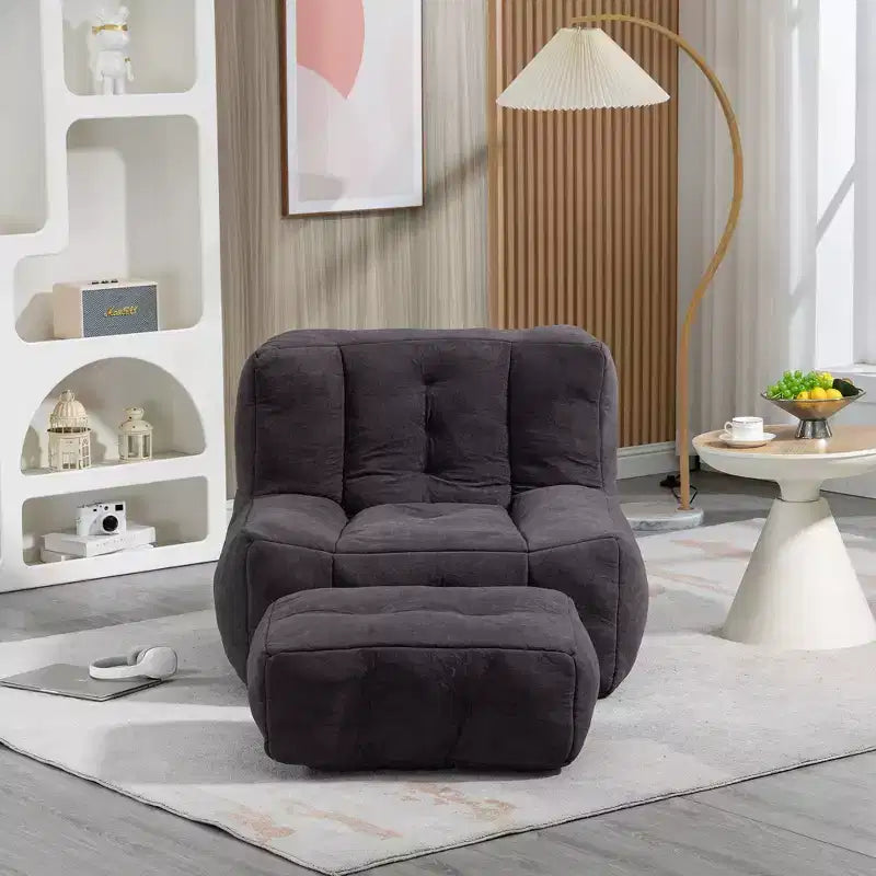 Pouf GDFStudio Toby moderne en velours avec ottoman