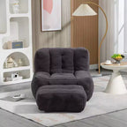 Pouf GDFStudio Toby moderne en velours avec ottoman