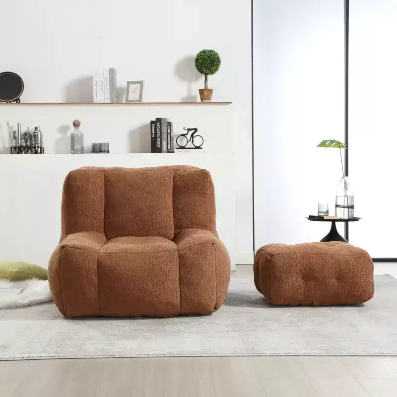 Pouf GDFStudio Toby moderne en velours avec ottoman