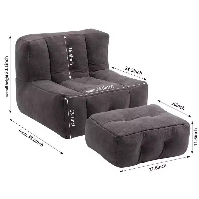 Pouf GDFStudio Toby moderne en velours avec ottoman
