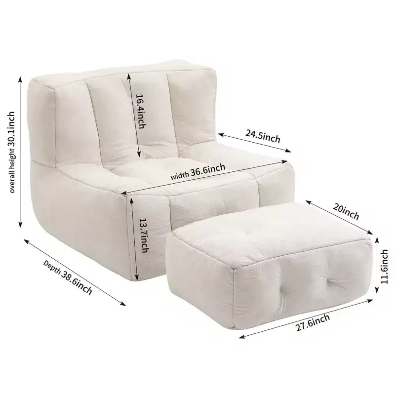 Pouf GDFStudio Toby moderne en velours avec ottoman