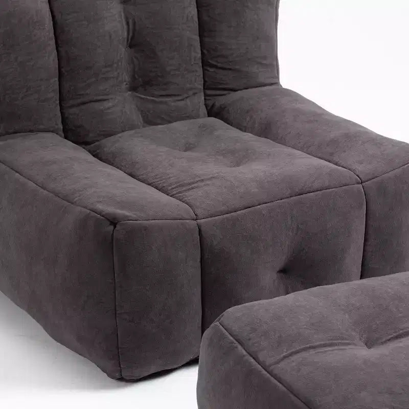 Pouf GDFStudio Toby moderne en velours avec ottoman