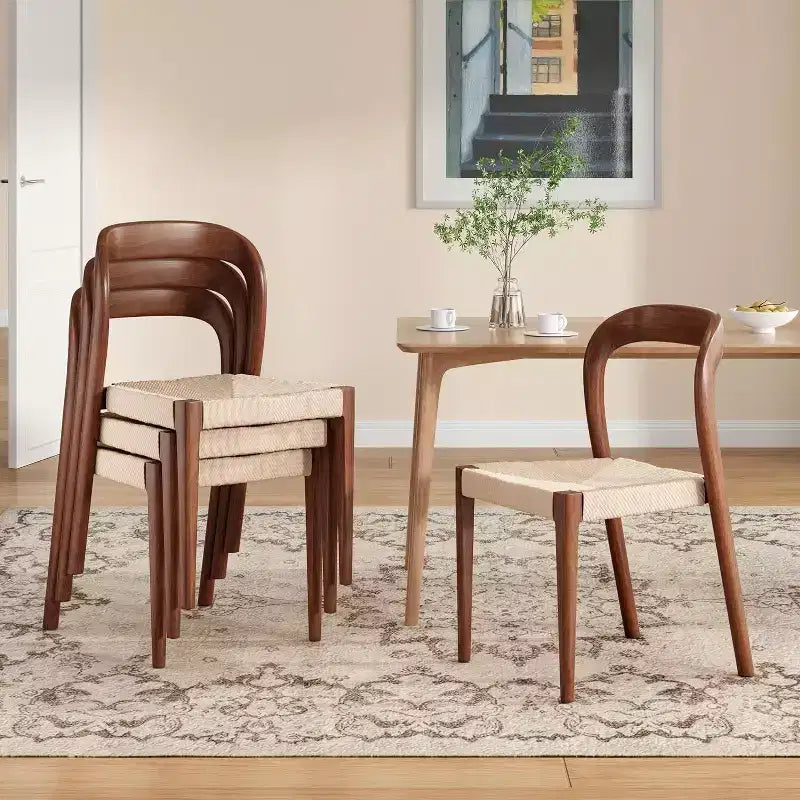 Pexfix Lot de 4 Chaises de Salle à Manger Empilables en Bois