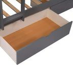 Okak Lit superposé double avec lit mezzanine attaché, Lits superposés en bois massif avec deux tiroirs et escalier pour enfants, filles, garçons, montage facile