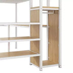 Okak Lit superposé en métal grandeur nature avec bureau et escalier de rangement et barrière de sécurité Lit mezzanine avec petite armoire et LED pour enfants adolescents Assemblage facile