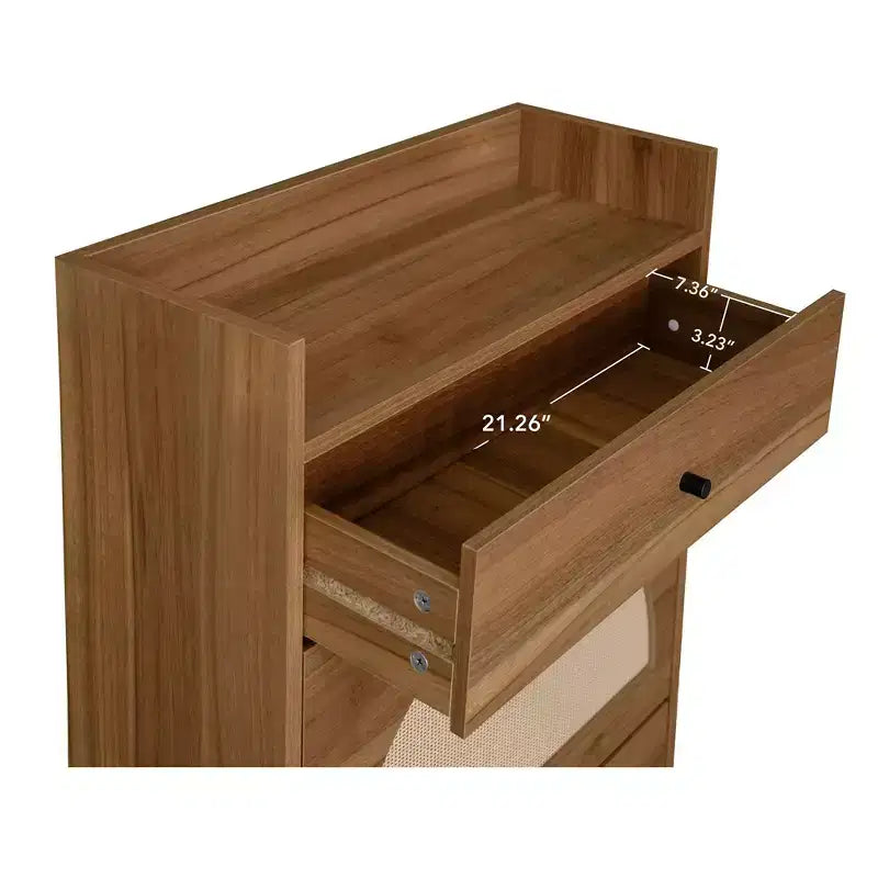Commode de chambre Okak de style Mid-Century à 5 tiroirs, armoire de rangement d'appoint, commode pour chambre/salon/entrée/bureau