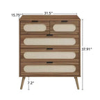 Commode de chambre Okak de style Mid-Century à 5 tiroirs, armoire de rangement d'appoint, commode pour chambre/salon/entrée/bureau