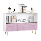 Commode de chambre Okak avec 3 tiroirs en tissu pliable, grand placard de rangement pour jouets, étagère à livres pour enfants pour couloir et chambre d'enfant