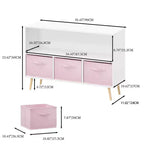 Commode de chambre Okak avec 3 tiroirs en tissu pliable, grand placard de rangement pour jouets, étagère à livres pour enfants pour couloir et chambre d'enfant