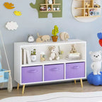 Commode de chambre Okak avec 3 tiroirs en tissu pliable, grand placard de rangement pour jouets, étagère à livres pour enfants pour couloir et chambre d'enfant
