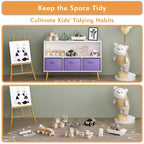 Commode de chambre Okak avec 3 tiroirs en tissu pliable, grand placard de rangement pour jouets, étagère à livres pour enfants pour couloir et chambre d'enfant