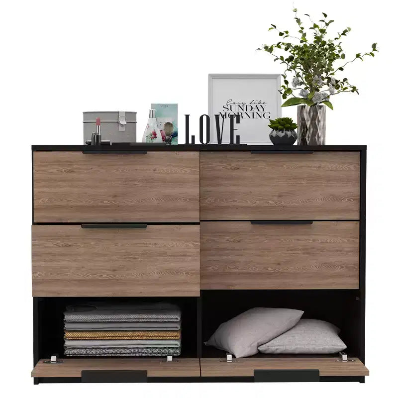 Commode de chambre à 3 tiroirs Okak Modern Design avec pieds épingle en métal, armoire de rangement en bois, commode pour chambre à coucher, entrée