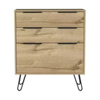 Commode de chambre à 3 tiroirs Okak Modern Design avec pieds épingle en métal, armoire de rangement en bois, commode pour chambre à coucher, entrée