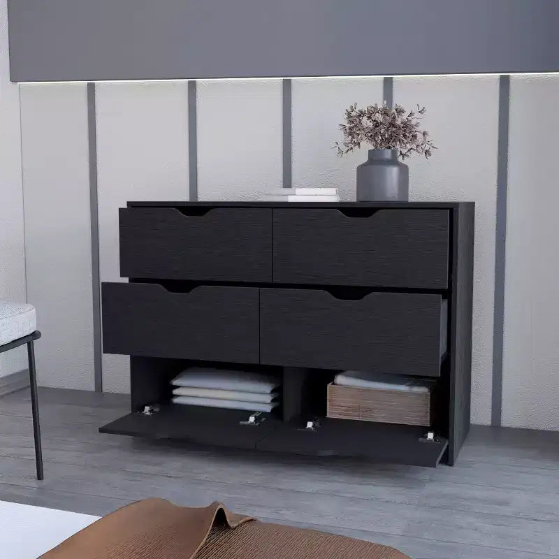 Commode de chambre à 3 tiroirs Okak Modern Design avec pieds épingle en métal, armoire de rangement en bois, commode pour chambre à coucher, entrée
