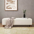 Okak Banc ottoman rembourré confortable avec pieds en bois, repose-pieds rectangulaire extra long pour chambre, entrée, couloir