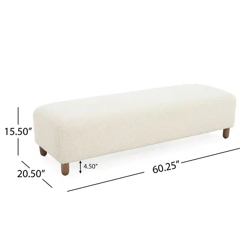 Okak Banc ottoman rembourré confortable avec pieds en bois, repose-pieds rectangulaire extra long pour chambre, entrée, couloir