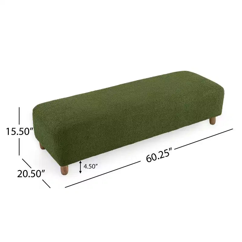 Okak Banc ottoman rembourré confortable avec pieds en bois, repose-pieds rectangulaire extra long pour chambre, entrée, couloir