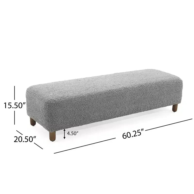 Okak Banc ottoman rembourré confortable avec pieds en bois, repose-pieds rectangulaire extra long pour chambre, entrée, couloir