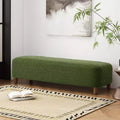 Okak Banc ottoman rembourré confortable avec pieds en bois, repose-pieds rectangulaire extra long pour chambre, entrée, couloir