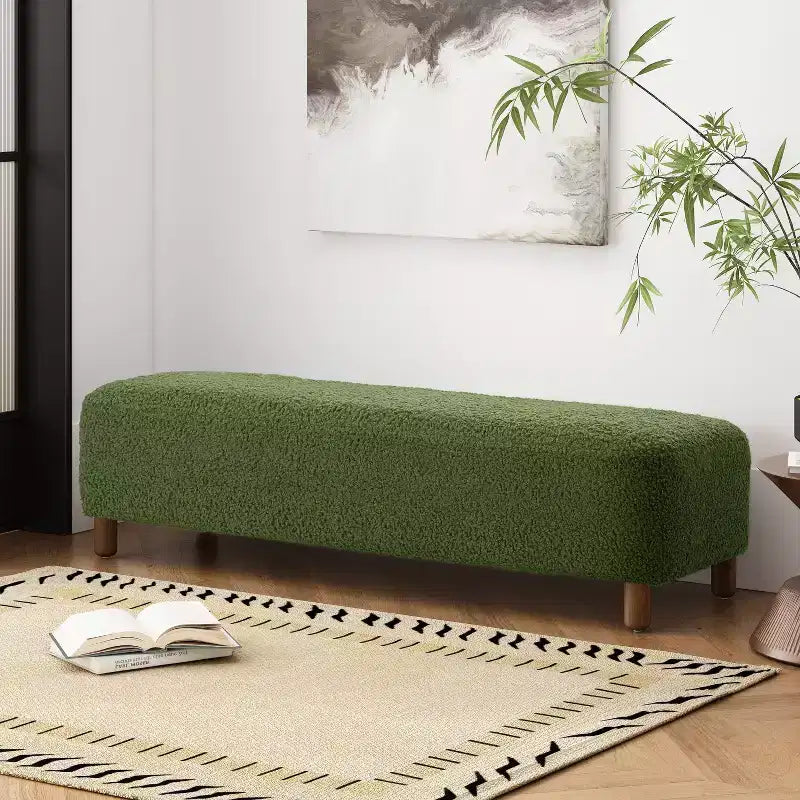 Okak Banc ottoman rembourré confortable avec pieds en bois, repose-pieds rectangulaire extra long pour chambre, entrée, couloir