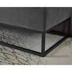 Banc ottoman de rangement en velours Okak 58.6 avec base en métal, capitonné et repose-pieds, banc de lit pour entrée et chambre à coucher.