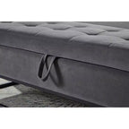 Banc ottoman de rangement en velours Okak 58.6 avec base en métal, capitonné et repose-pieds, banc de lit pour entrée et chambre à coucher.