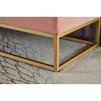 Banc ottoman de rangement en velours Okak 58.6 avec base en métal, capitonné et repose-pieds, banc de lit pour entrée et chambre à coucher.