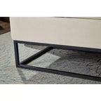 Banc ottoman de rangement en velours Okak 58.6 avec base en métal, capitonné et repose-pieds, banc de lit pour entrée et chambre à coucher.