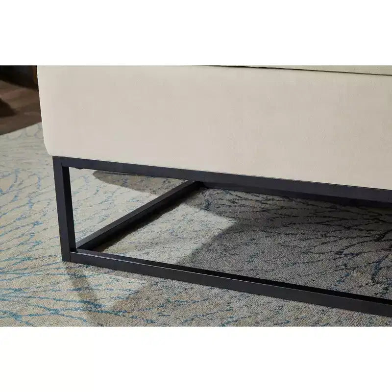 Banc ottoman de rangement en velours Okak 58.6 avec base en métal, capitonné et repose-pieds, banc de lit pour entrée et chambre à coucher.