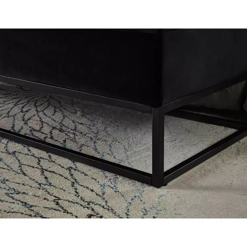 Banc ottoman de rangement en velours Okak 58.6 avec base en métal, capitonné et repose-pieds, banc de lit pour entrée et chambre à coucher.
